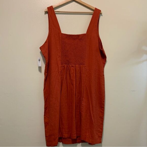 Old Navy Sleeveless Square Neck Linen Blend Mini Dress bronzed amber xxl tall - Picture 9 of 9